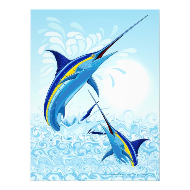 Foto Marlins Azul Saltando do Oceano (Frente)