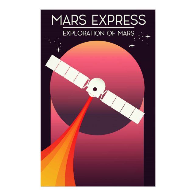 Foto Mars Express - Exploração de Marte Arte Espacial. (Frente)