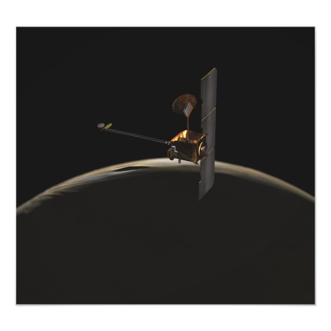 Foto Mars Odyssey naves sobre o nascer do sol marciano (Frente)