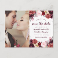 Foto Marsala Blush Peony Cartões salve a data