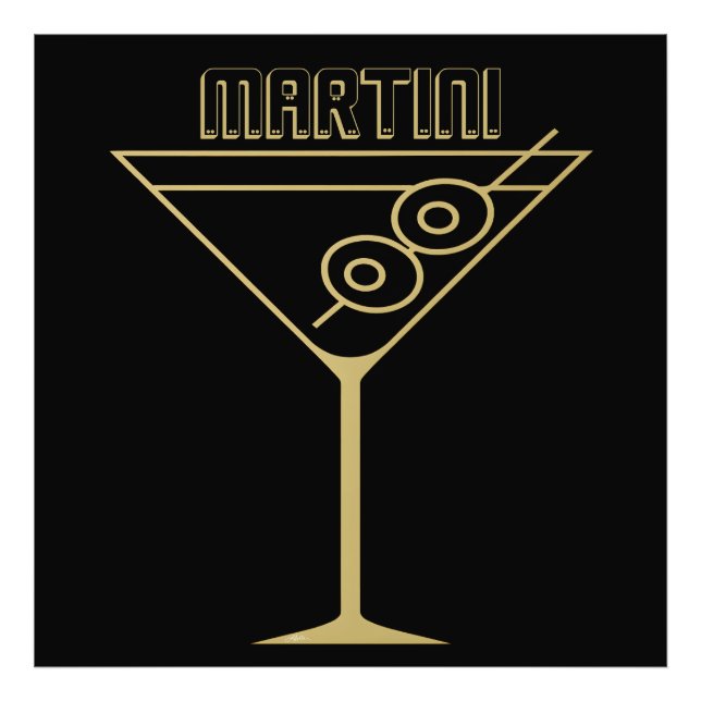 Foto Martini de azeitona dourado modernista (Frente)