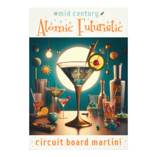 Foto Martini Futurista de Placa de Circuito Atômico