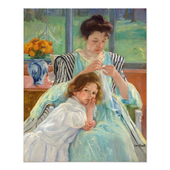 Foto Mary Cassatt - Jovem Mãe costurando (Frente)