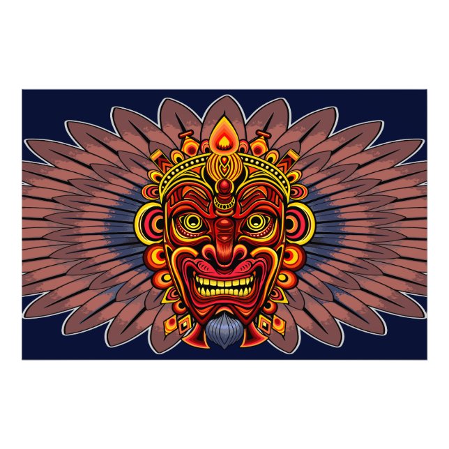 Foto Máscara Ritual do Rei Guerreiro Tribal (Frente)