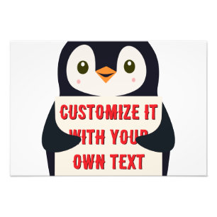 Foto Mascote pinguim segurando um sinal para texto pers