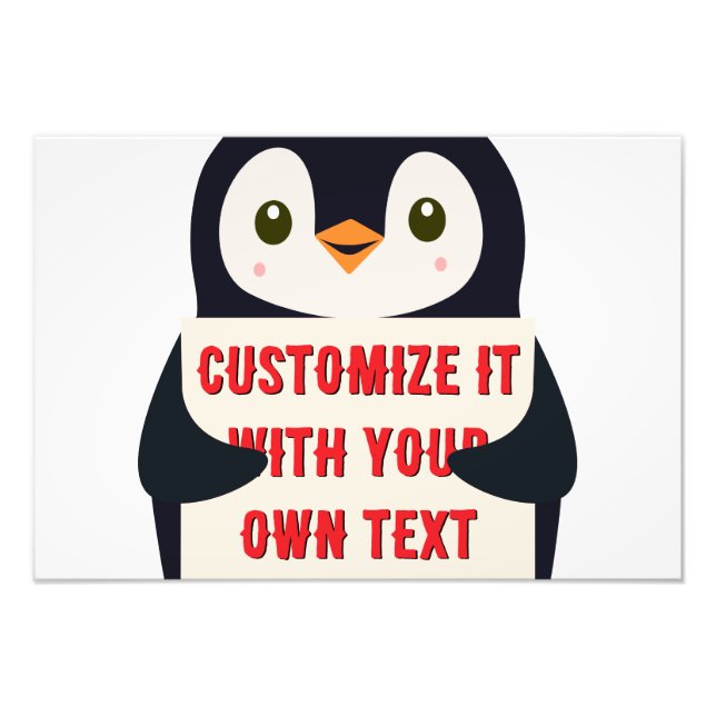 Foto Mascote pinguim segurando um sinal para texto pers (Frente)