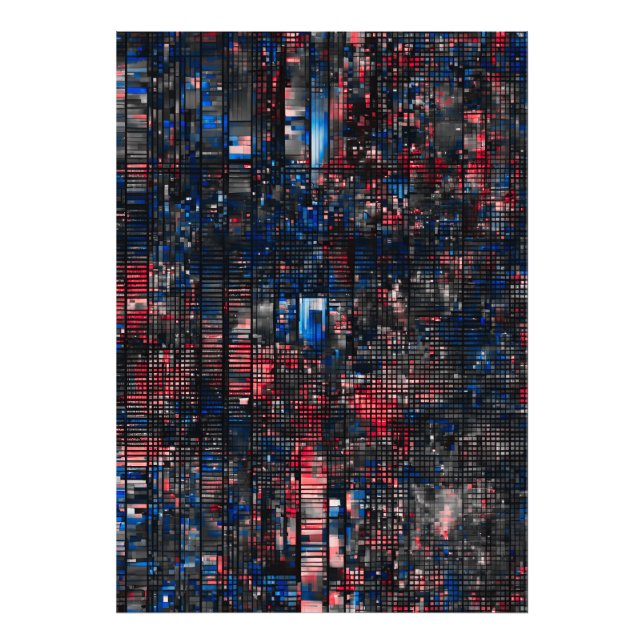 Foto Matriz de Falha Digital Vermelha e Azul Abstrata (Frente)