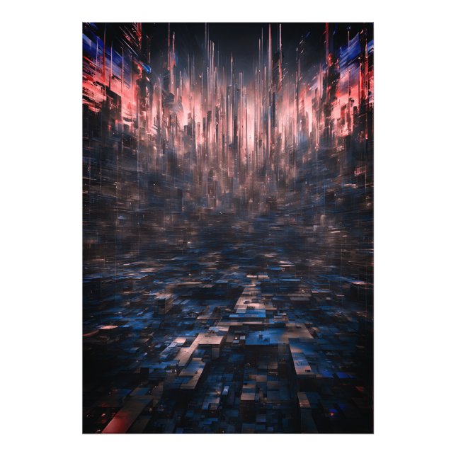 Foto Matriz Digital Abstrata de Neon Cyberpunk (Frente)