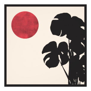 Foto Meio século Modern Monstera & Sun Minimalist Art