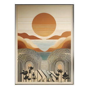 Foto Meio século Moderno Art Primavera Valley Lake Suns