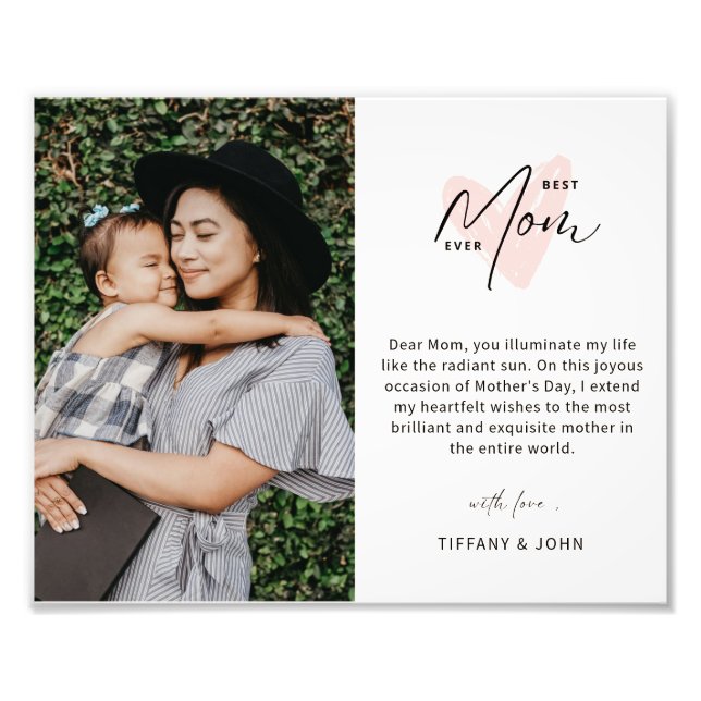 Foto Melhor Mãe Alguma Vez Cor-de-Rosa Mensagem Bonita (Frente)