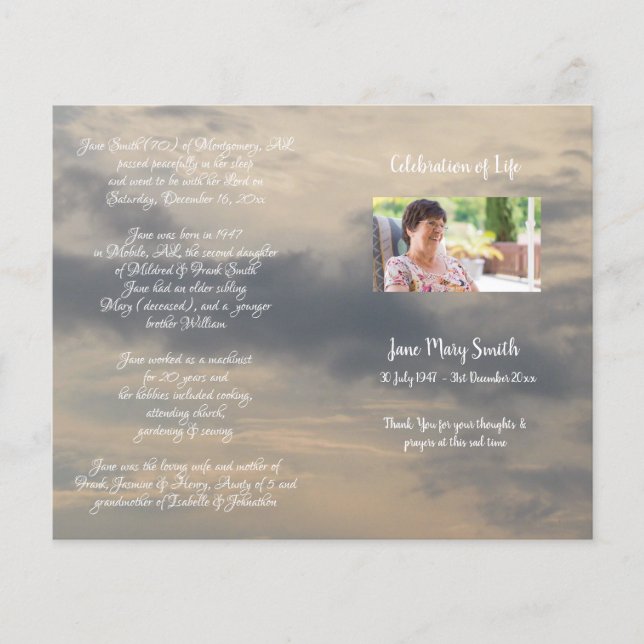 Foto Memorial Funeral Order Program (Frente)