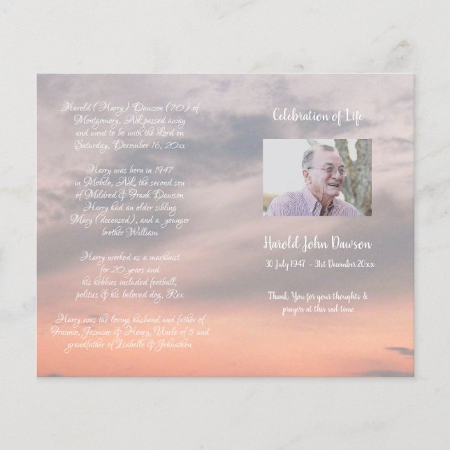 Foto Memorial Funeral Order Program (Frente)