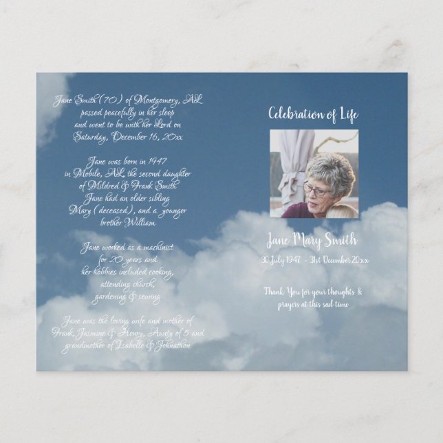 Foto Memorial Funeral Order Program (Frente)