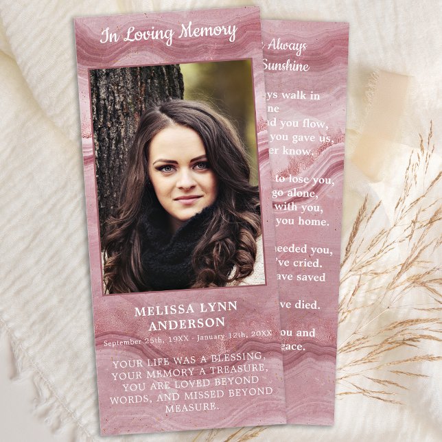 Foto Memorial Funeral Prayer Card Rosa Quartz (Criador carregado)