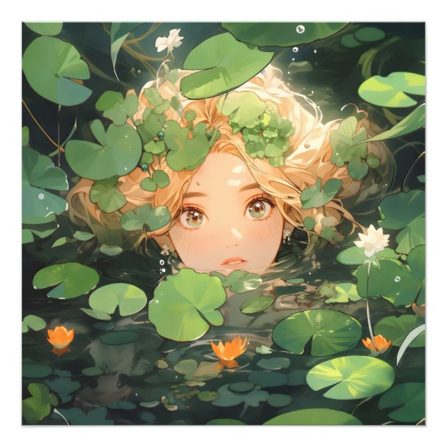 Foto Menina Anime Fofo no Lago (Frente)