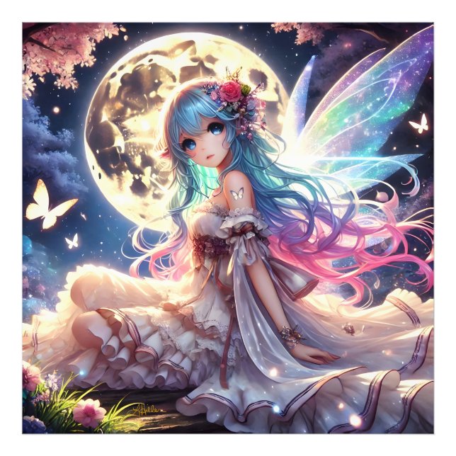 Foto Menina Anime Princesa Fada da Lua no Jardim (Frente)