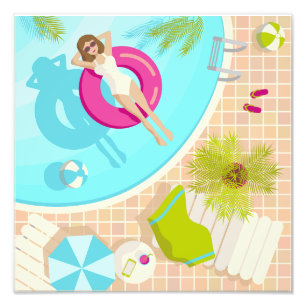 Foto Menina da festa de natação na praia de verão de bi