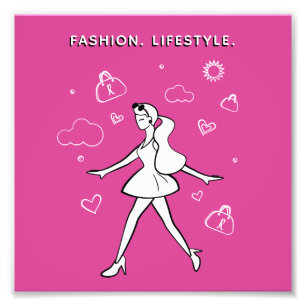 Foto Menina de Moda - Desenho em Preto, Branco e Rosa