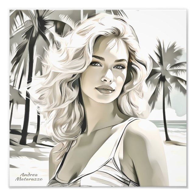 Foto Menina elegante em preto e branco (Frente)