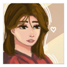 Menina Gira Simples Arte Digital Desenhada