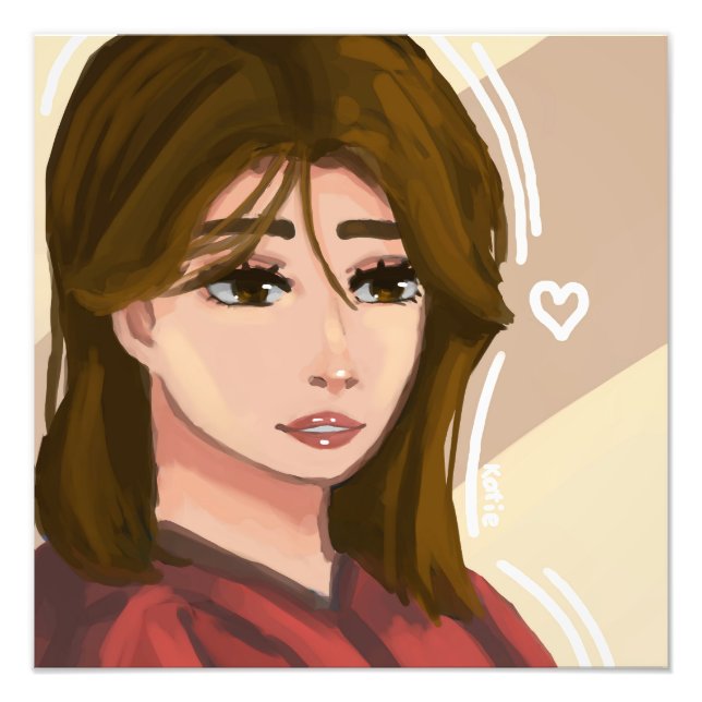 Foto Menina Gira Simples Arte Digital Desenhada (Frente)