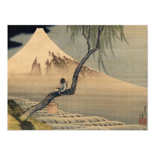 Foto Menino vendo o Monte Fuji por Katsushika Hokusai (Frente)