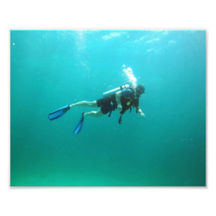 Foto mergulhador submarino água azul