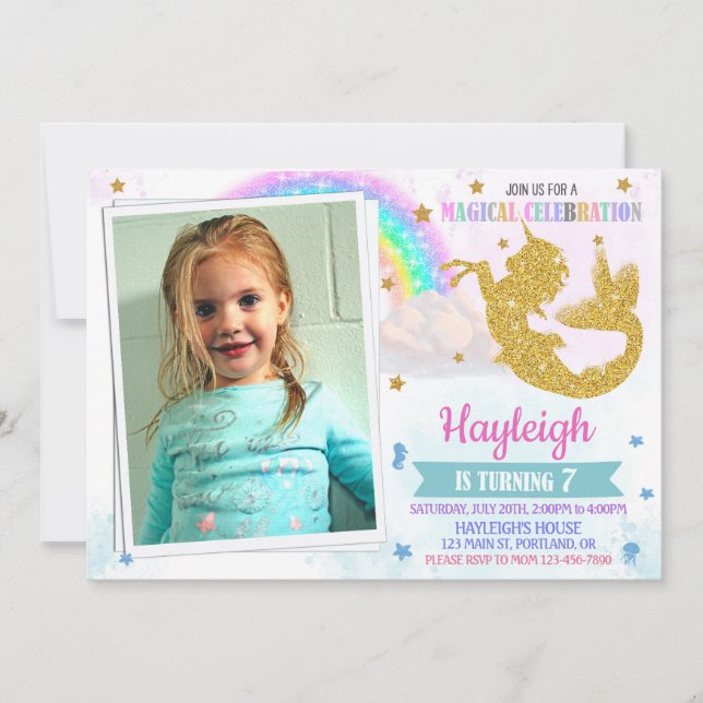 Foto Mermicorn Convite de aniversário Mericorn (Frente)