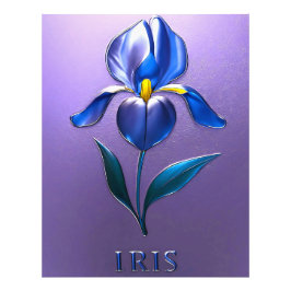 Foto Metallisch Glänzende Blaue Irisblüte mit Text