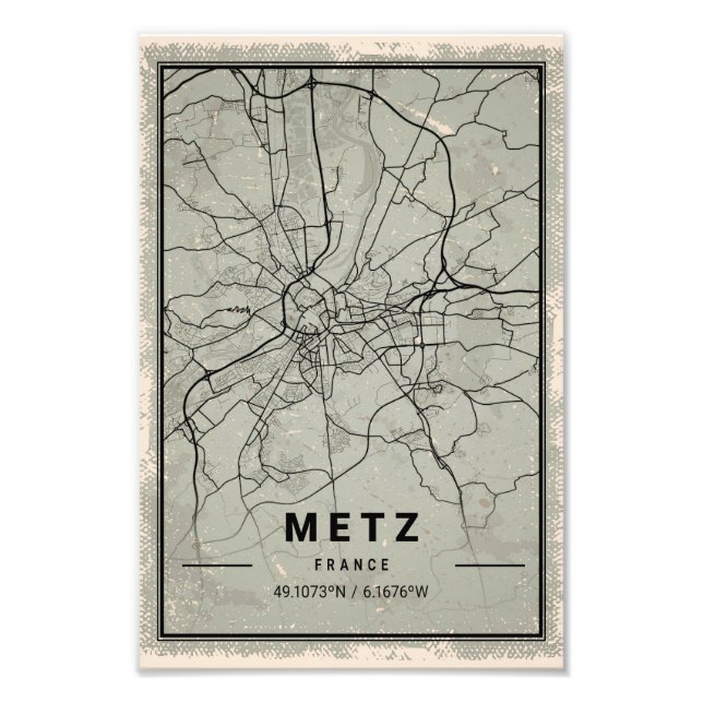 Foto Metz france map print poster canvas (Frente)