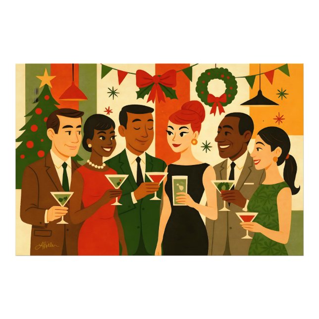 Foto Mid Century 60s Christmas Office Cocktail Party (Frente)
