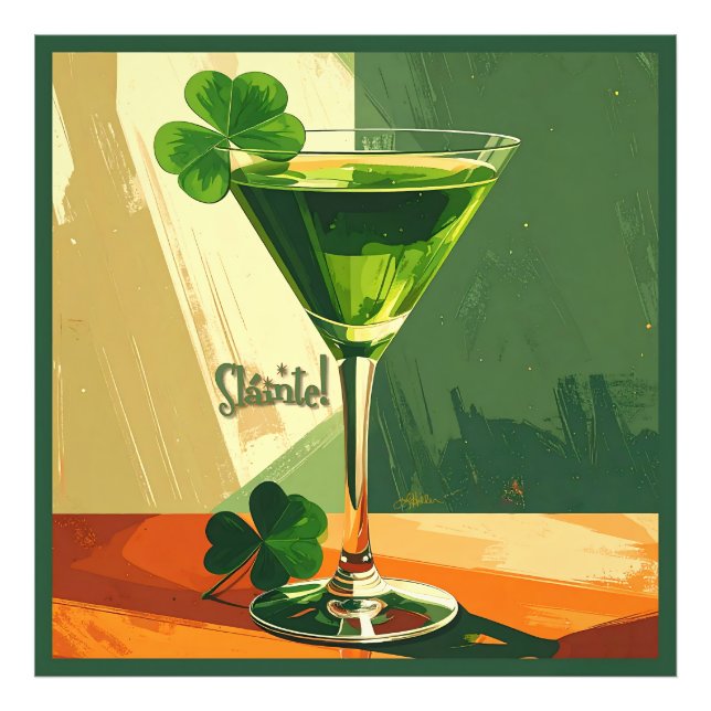 Foto Mid Century Modern Shamrock Martini Sláinte!  (Frente)