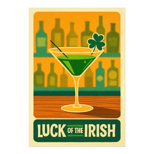 Foto Mid Century St. Patrick's Shamrock Martini Art (Frente)