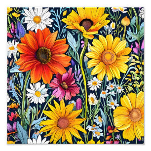 Foto Midnight Bloom - Padrão Floral Sem Vista