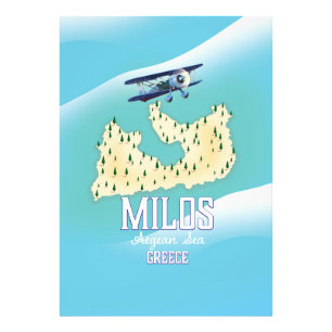 Foto Milos, poster de viagens de mapa da ilha grega.