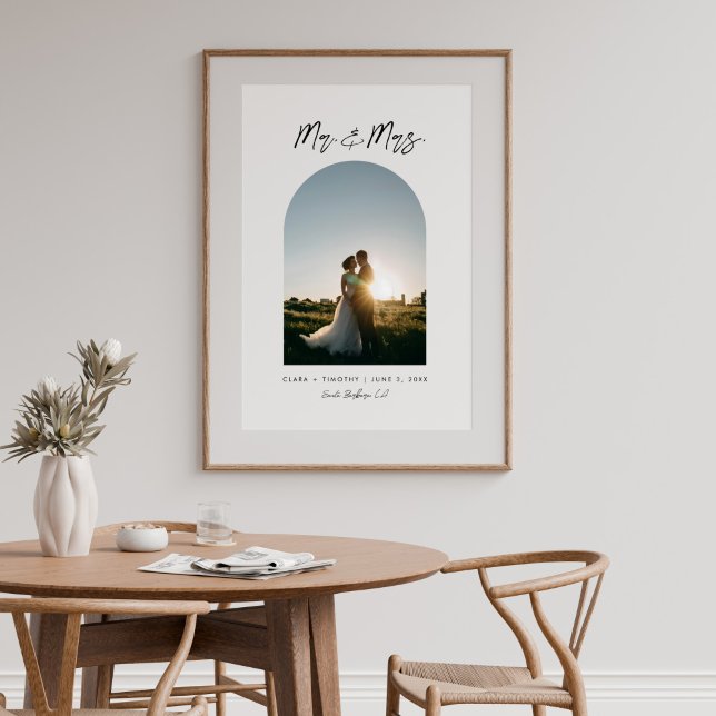 Foto Minimal Arch Photo Custom Mr and Mrs Poster (Criador carregado)
