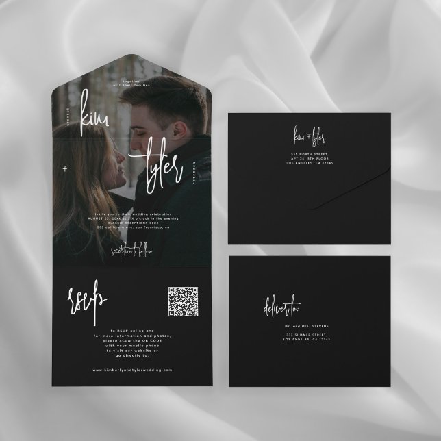 Foto minimalista moderna Código QR RSVP casamento (Criador carregado)