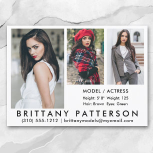 Foto modelo 5x7 do cartão 3 dos comp(s) do ator