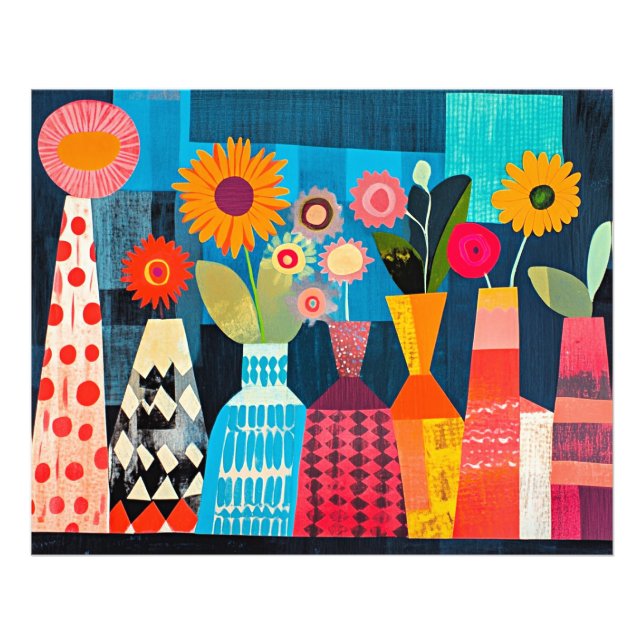 Foto Modern Abstract Vase of Flowers, (Frente)