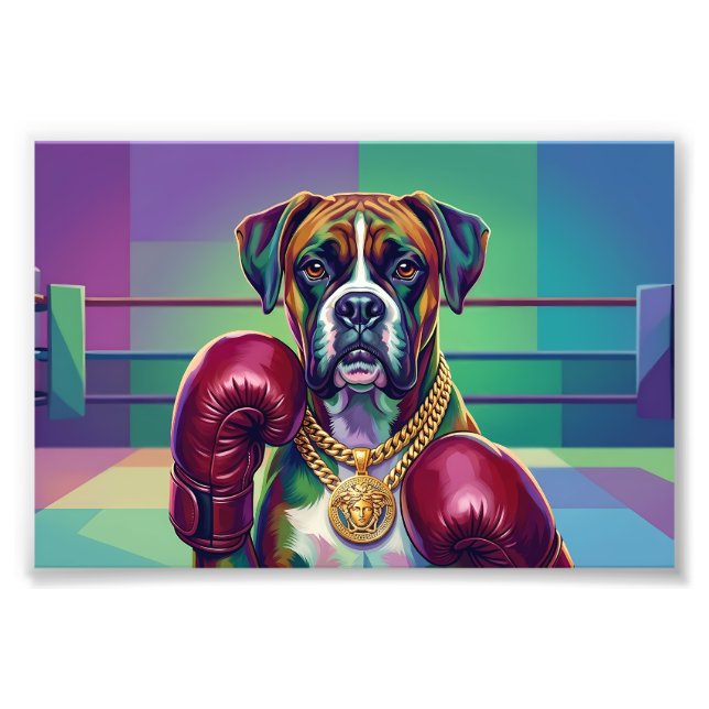Foto Modern Pop Art Boxer Dog Boxing Athlete (Frente)