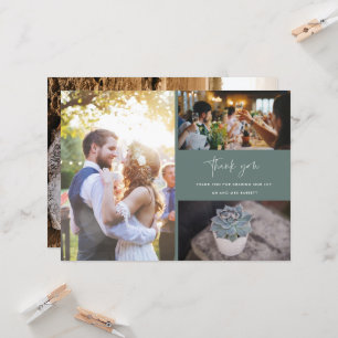 Foto Moderna Colagem Pine Green Casamento Obrigado
