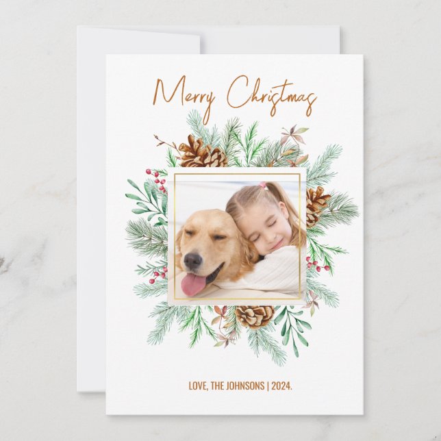 Foto Moderna do Cartão de Natal Elegante (Frente)