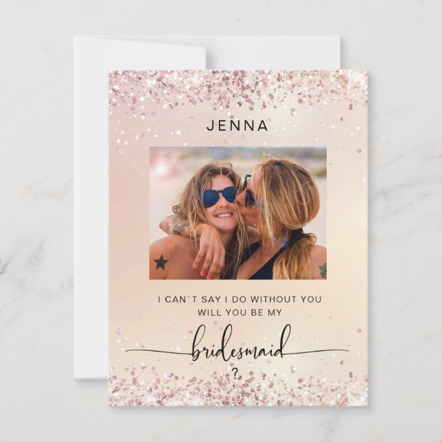 Foto moderna Glitter "Você será minha dama de honr (Frente)