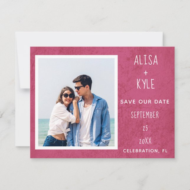 Foto moderna magenta Salva a data (Frente)