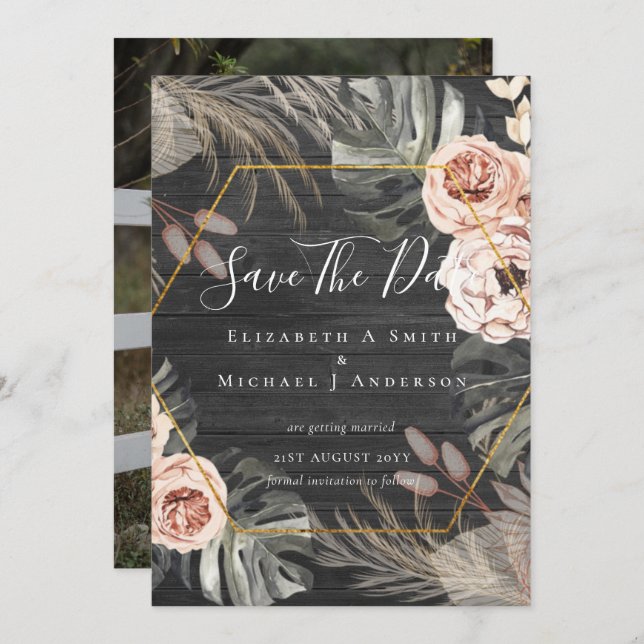 Foto moderna Salvar Datas PAMPAS Coral Tropical (Frente/Verso)