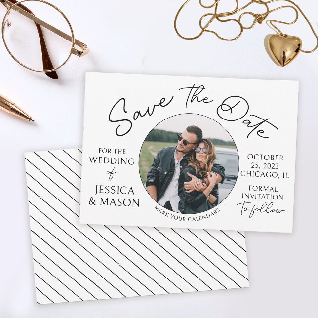 Foto moderna Salve a data de casamento Convite (Criador carregado)