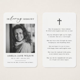 Foto Moderna Simpatia Funeral Memorial Prayer Card
