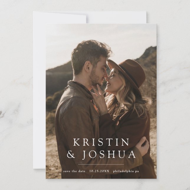 Foto moderna simples Salva o Convite de Data (Frente)