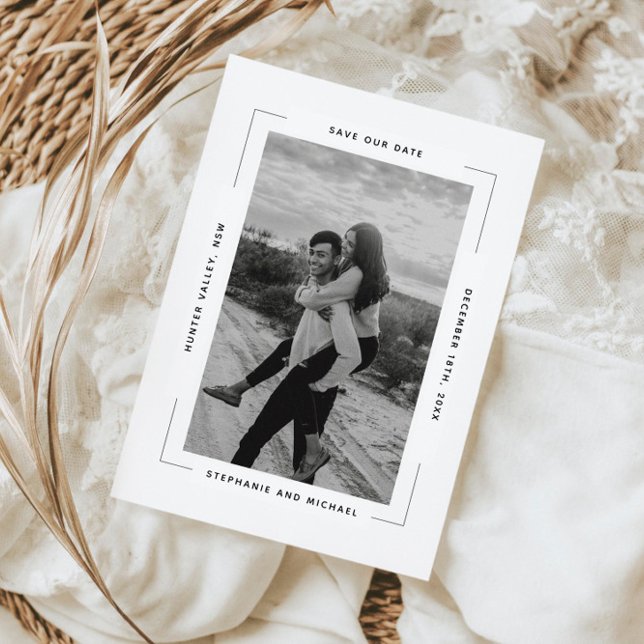 Foto moderna simples salvar o convite de data (Criador carregado)